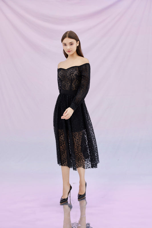 Ginia Black Lace Skirt