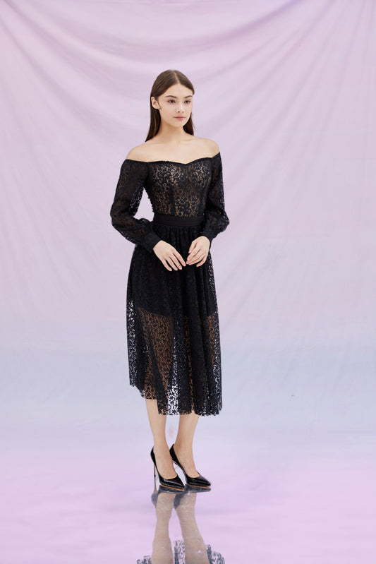 Ginia Black Lace Skirt