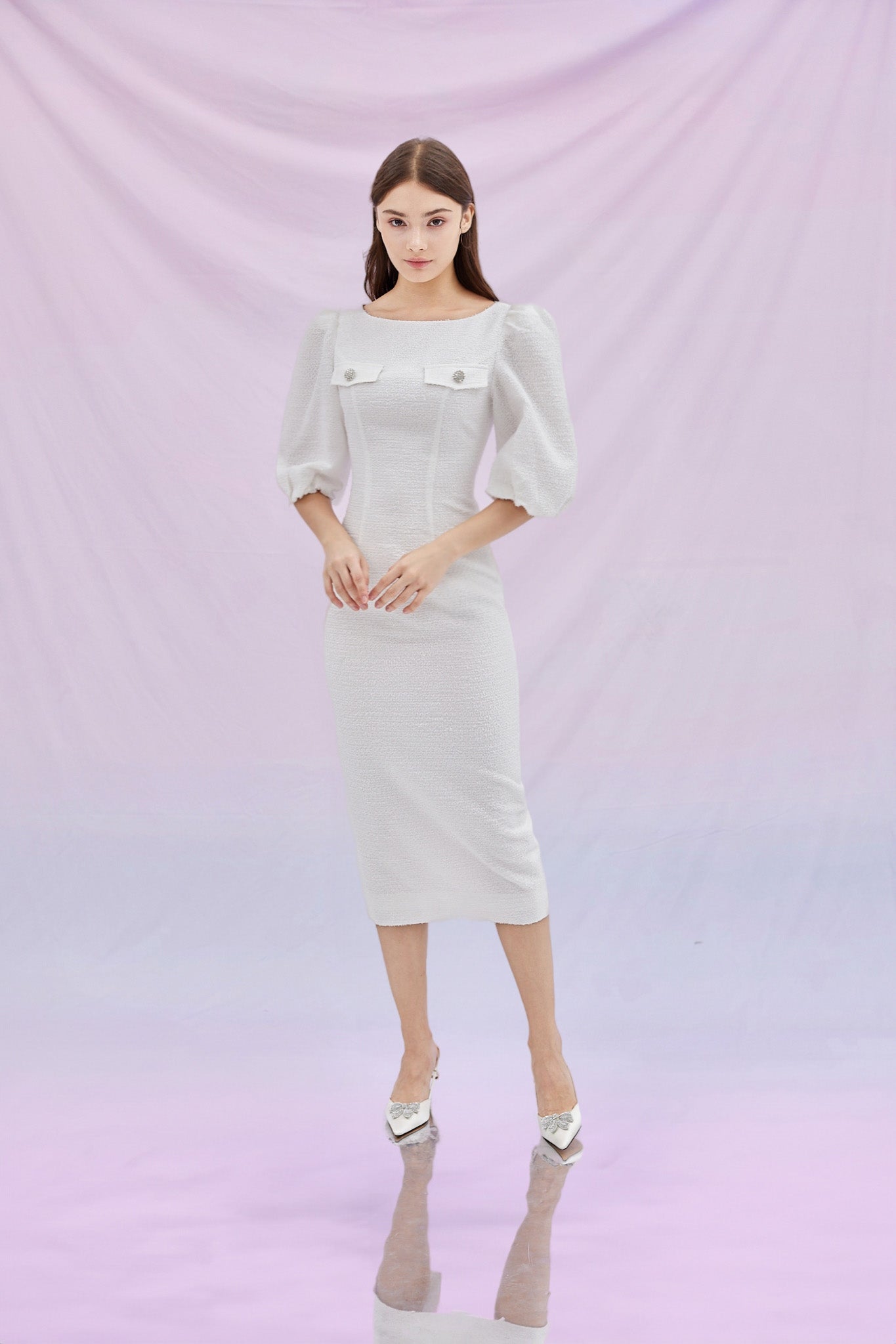 Gardiner White Tweed Dress