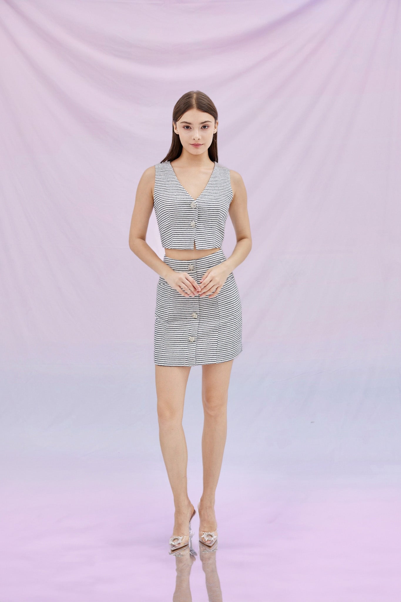 Glynda Striped Tweed Skirt