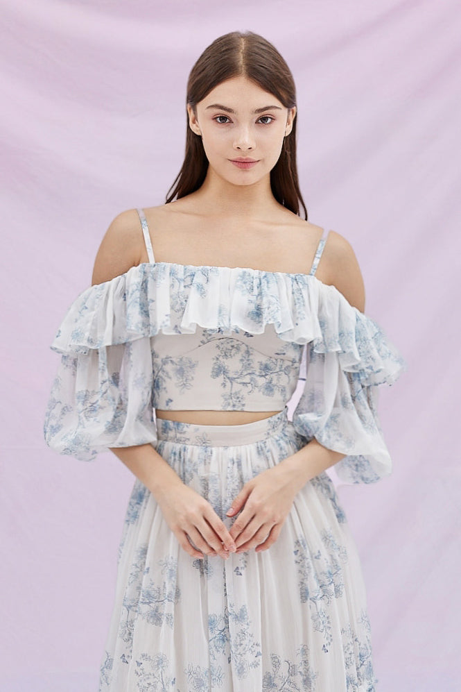 Gwenetta Blue Flower Top