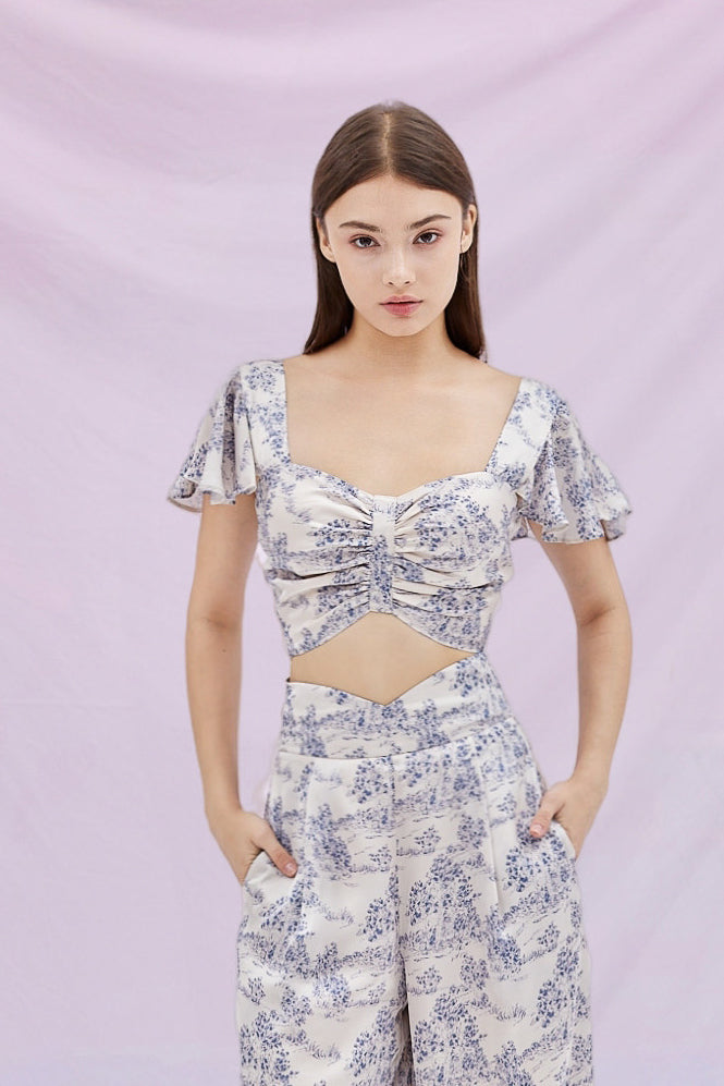 Galya Blue Print Top