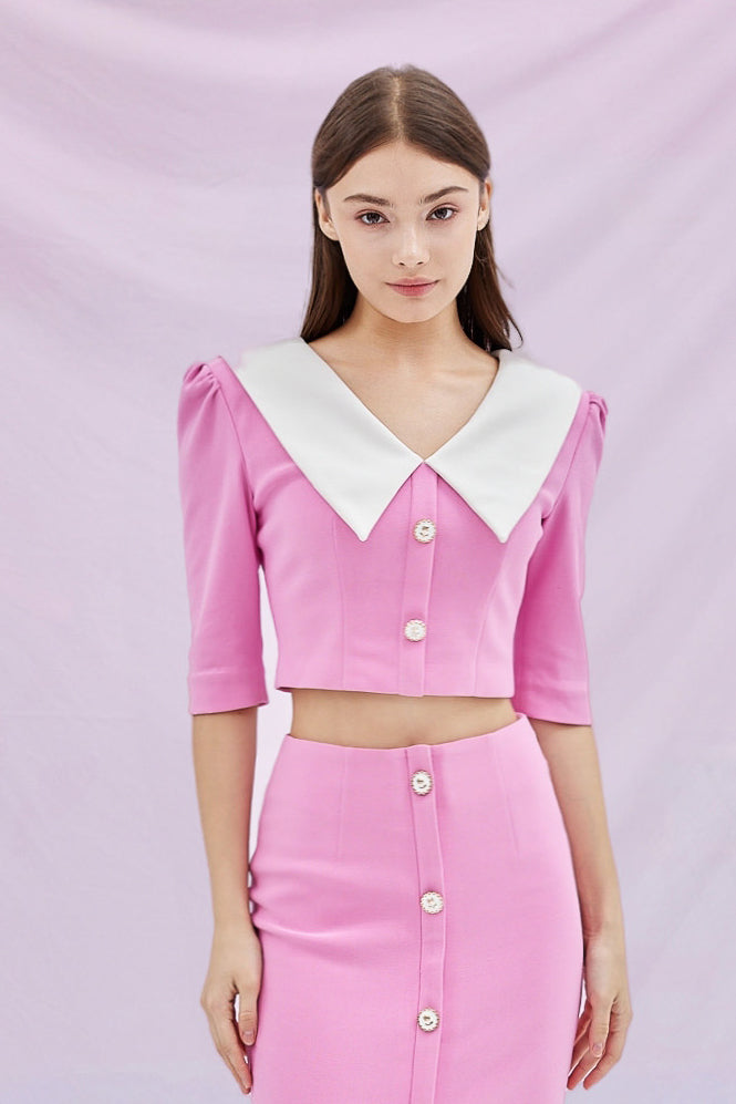 Gerilynn Pink Puffy Sleeve Top