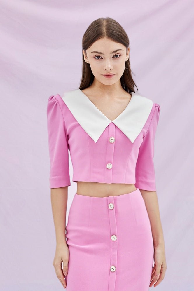 Gerilynn Pink Puffy Sleeve Top - Nimisski