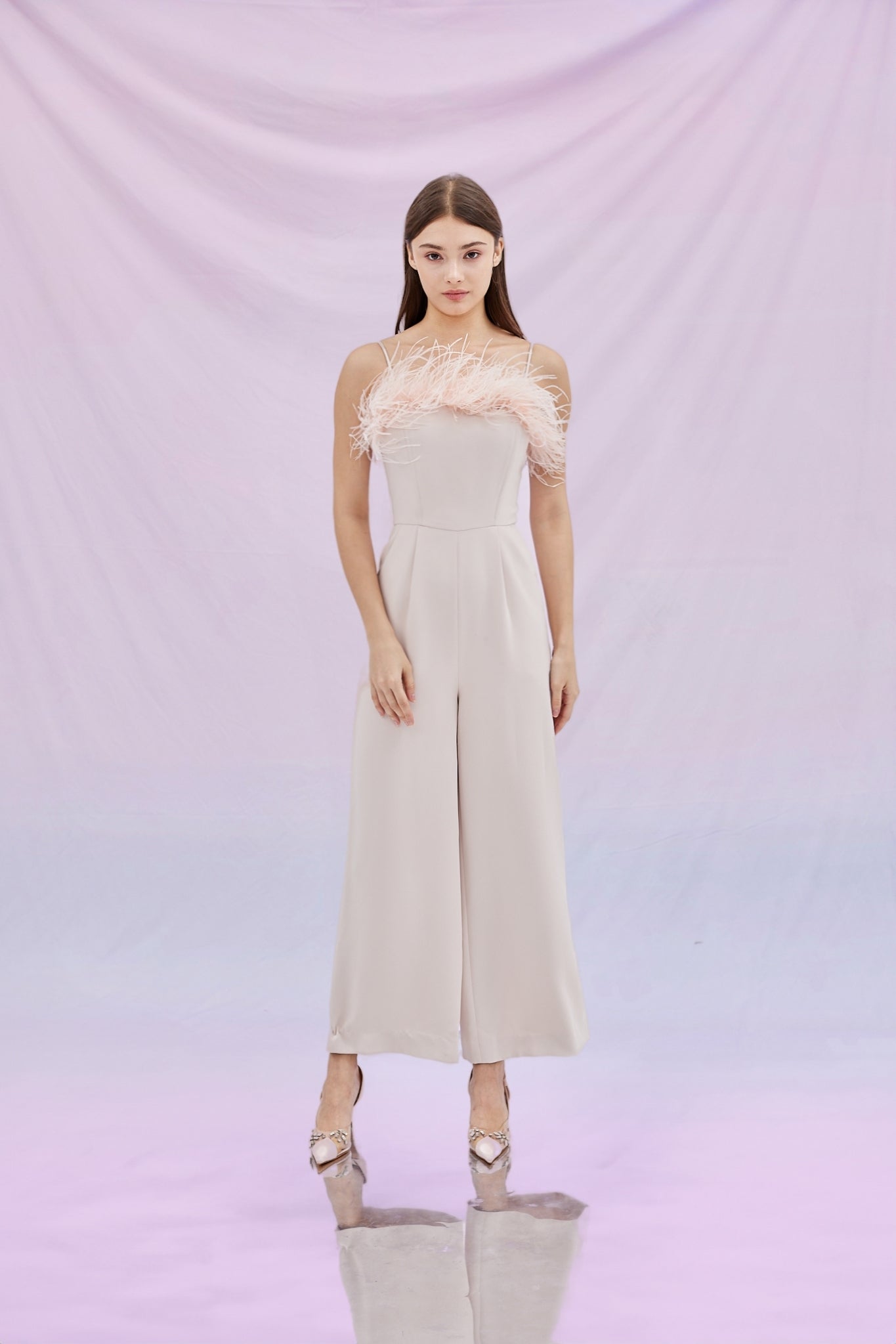 Gwendolin Furly Jumpsuit Pale Pink