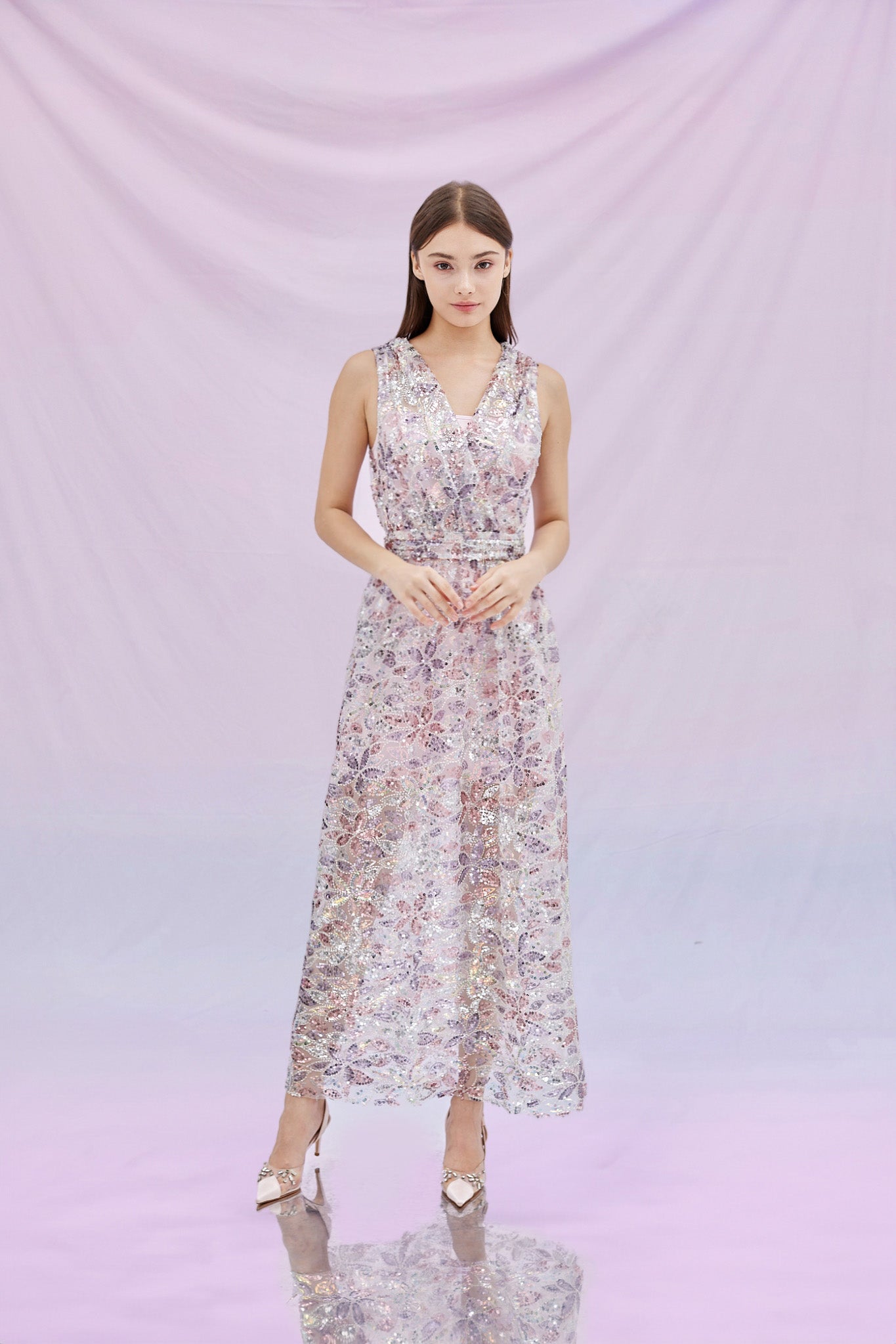 Genevia Multicolour Sequins Long Dress
