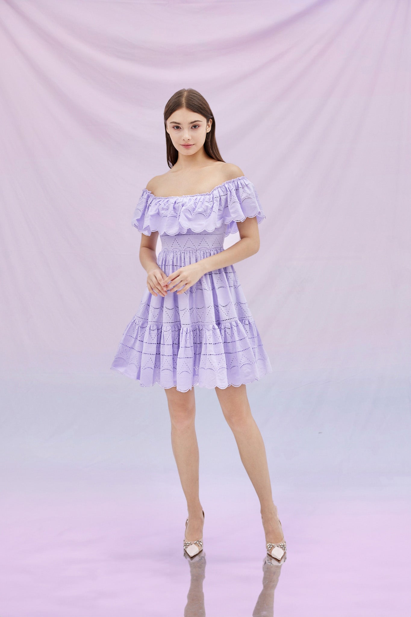 Evelynn Purple Embroidered Dress