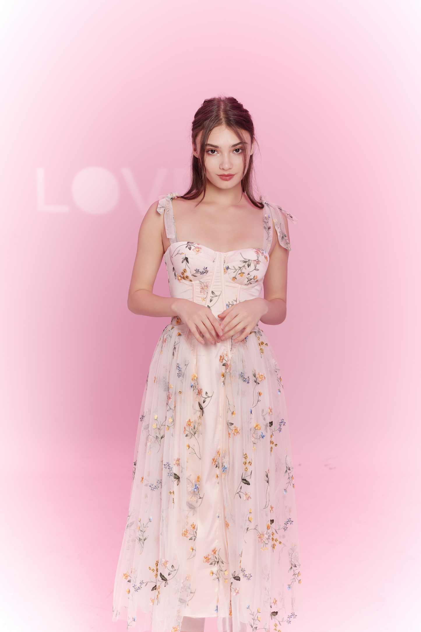 Grainne Pastel Pink Flower Dress