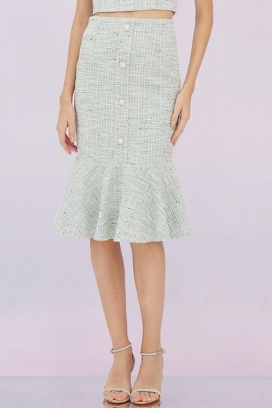 Geneieve Turquoise Tweed Skirt