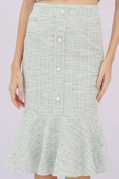 Geneieve Turquoise Tweed Skirt