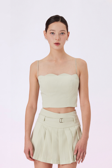 Geina Light Green Spaghetti Bustier Top