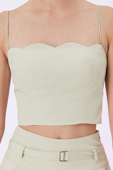 Geina Light Green Spaghetti Bustier Top