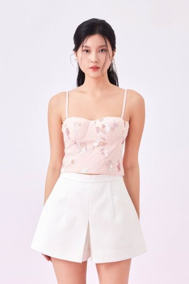 Jennifer Sequin Floral Bustier Top - Nimisski