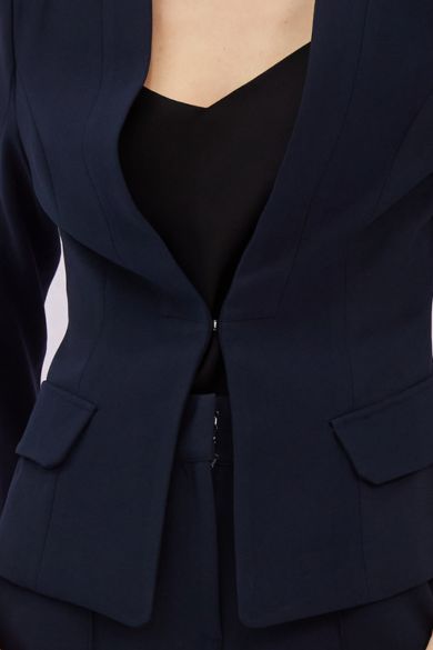 Glennda Navy Jacket with Slit