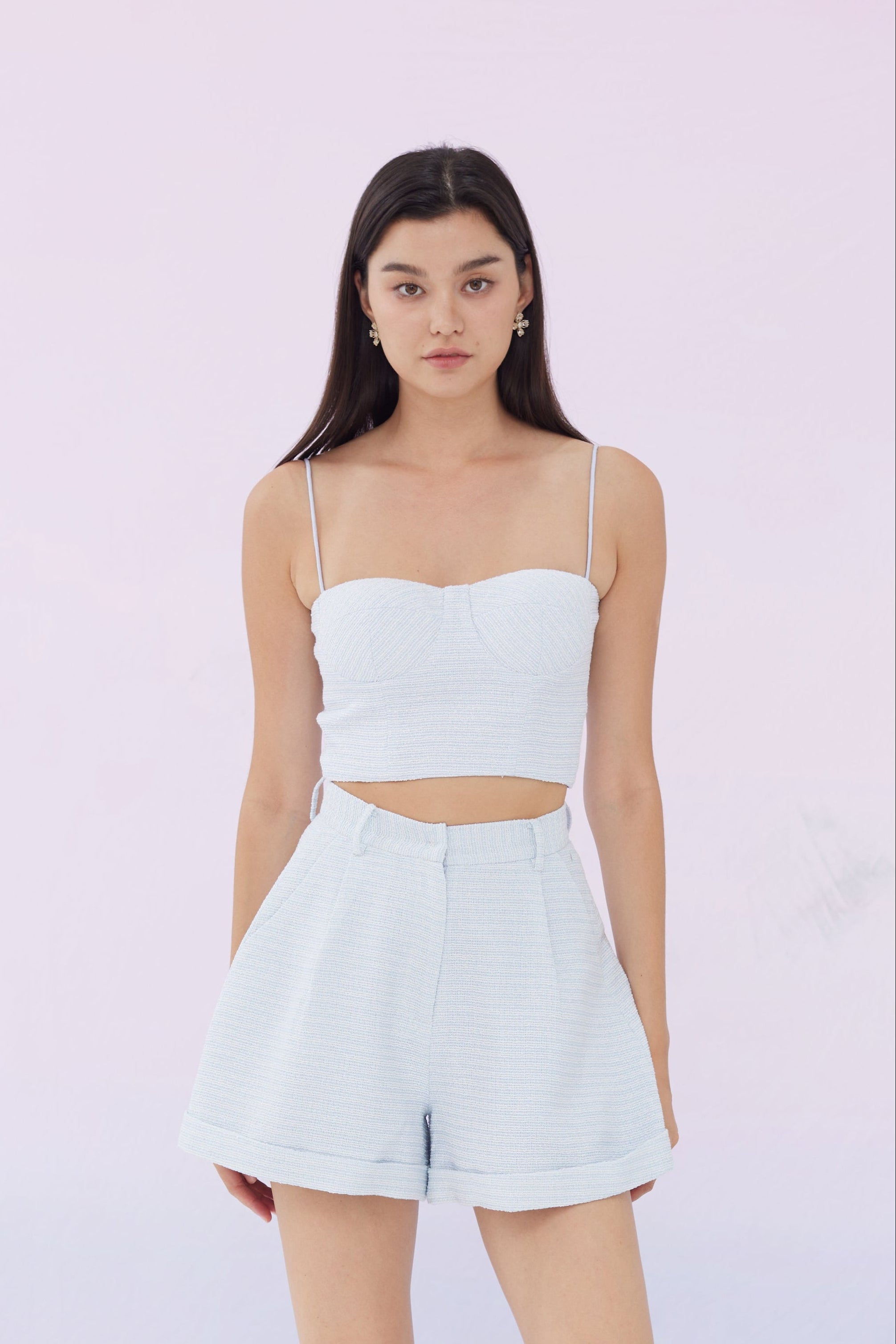 Florella Light Blue Tweed Top