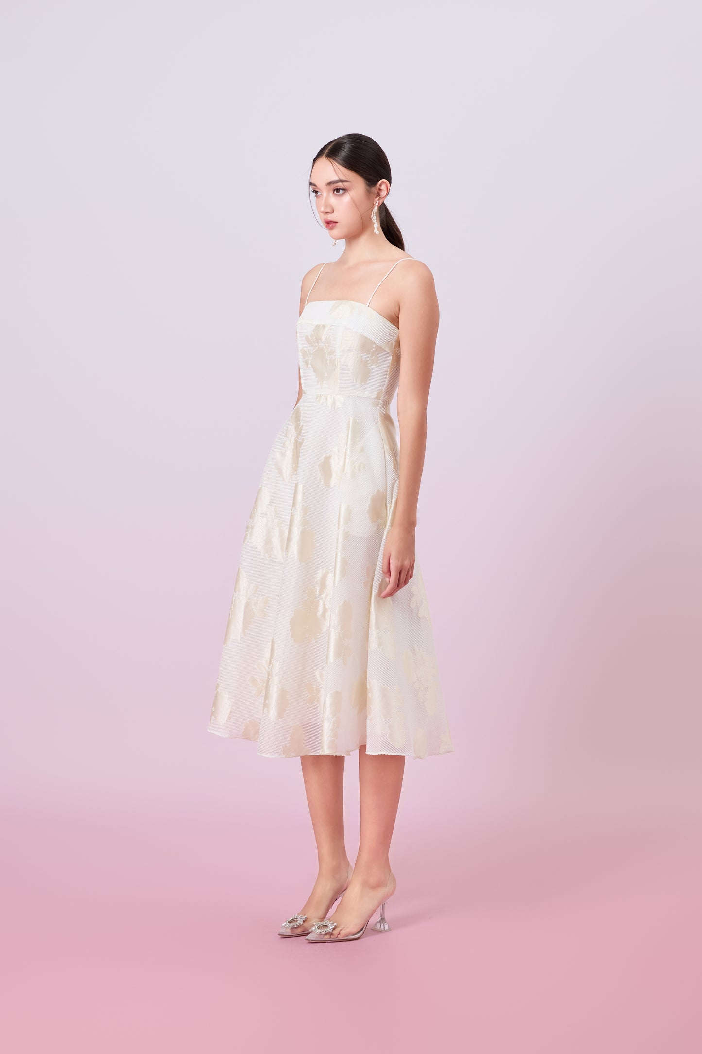 Graciella Cream Jacquard Long Dress