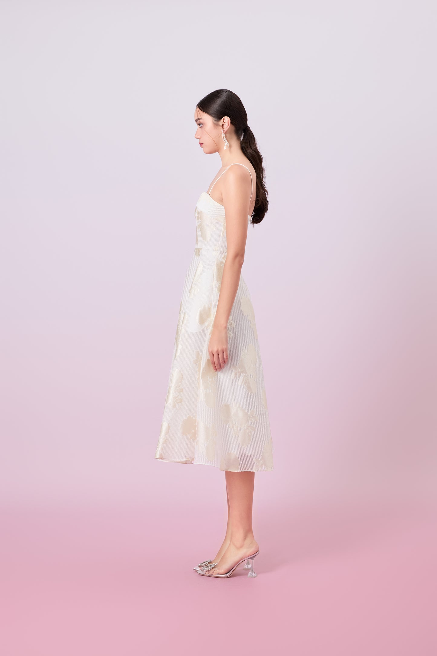 Graciella Cream Jacquard Long Dress