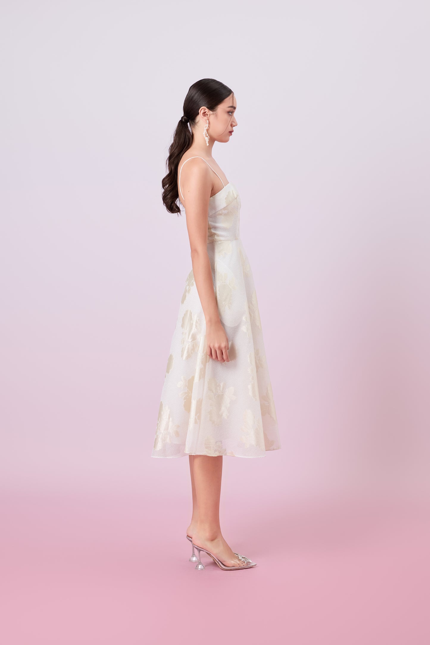 Graciella Cream Jacquard Long Dress