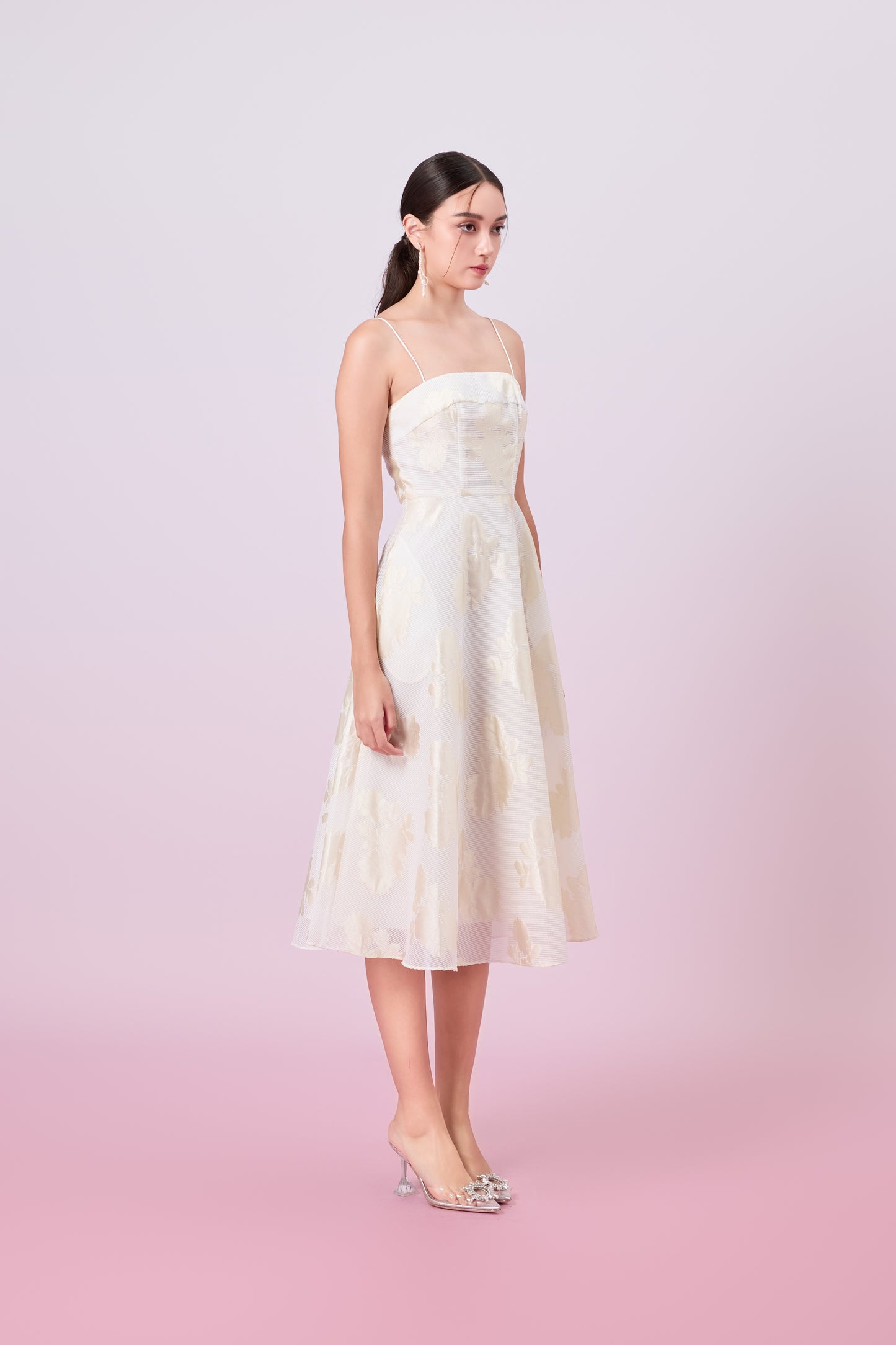 Graciella Cream Jacquard Long Dress