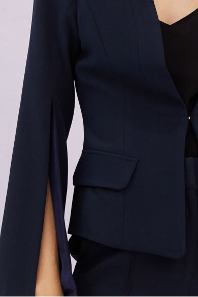 Glennda Navy Jacket with Slit