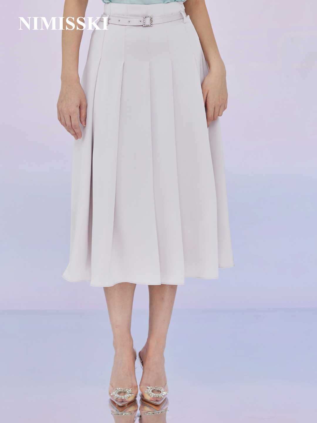 Gracilyn Lilac Pleated A-Line Skirt