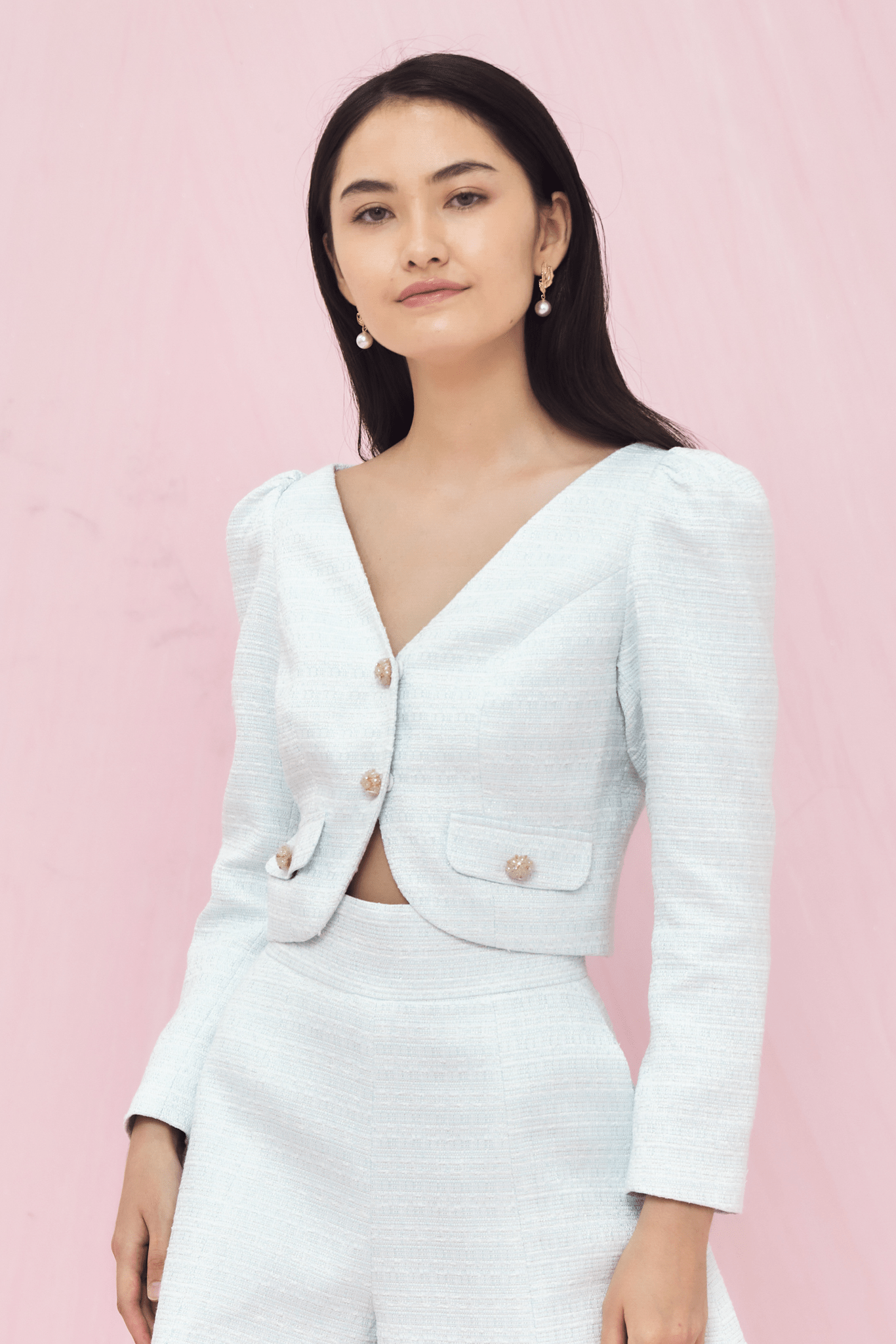 Aimee Light Blue Tweed Jacket - Nimisski