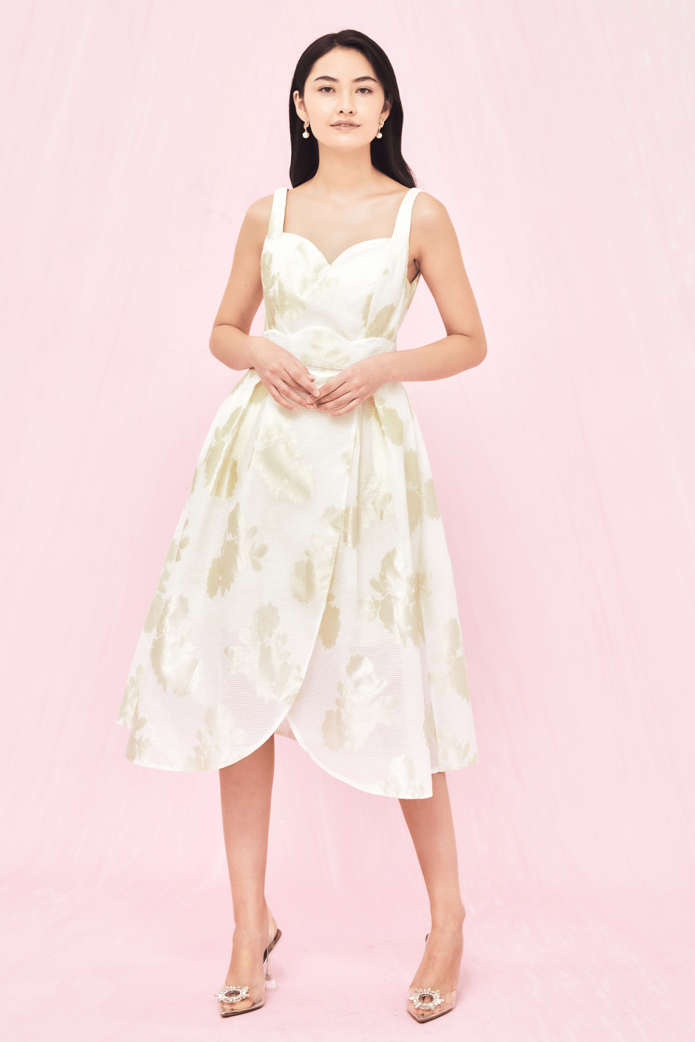 Anne White Jacquard Dress - Nimisski