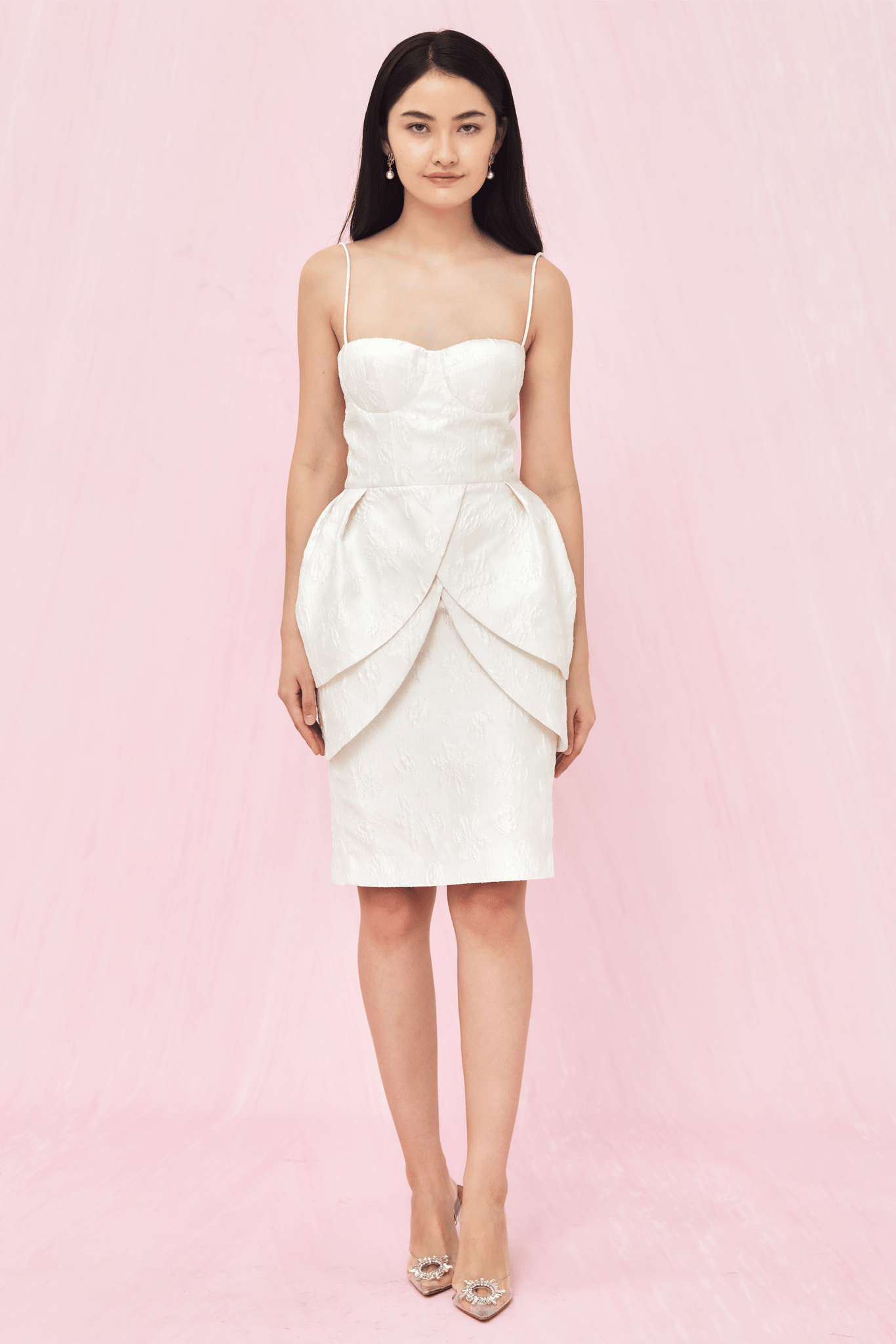 Antoine White Tulip Jacquard Dress - Nimisski