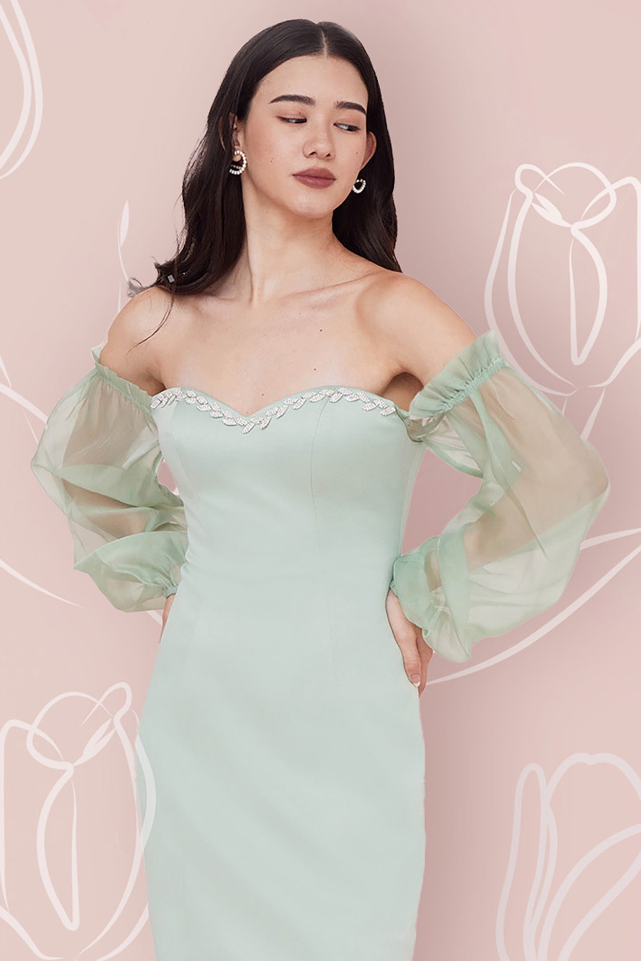 Clementine Moss Green Dress - Nimisski