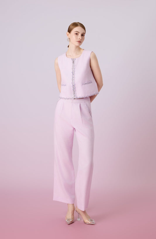 Jewelyn Lilac Tweed Straight Pants - Nimisski