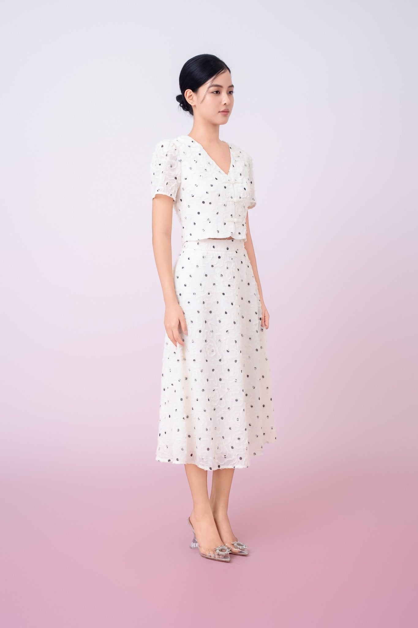 Joellyn White Embroidered A - Line Skirt - Nimisski