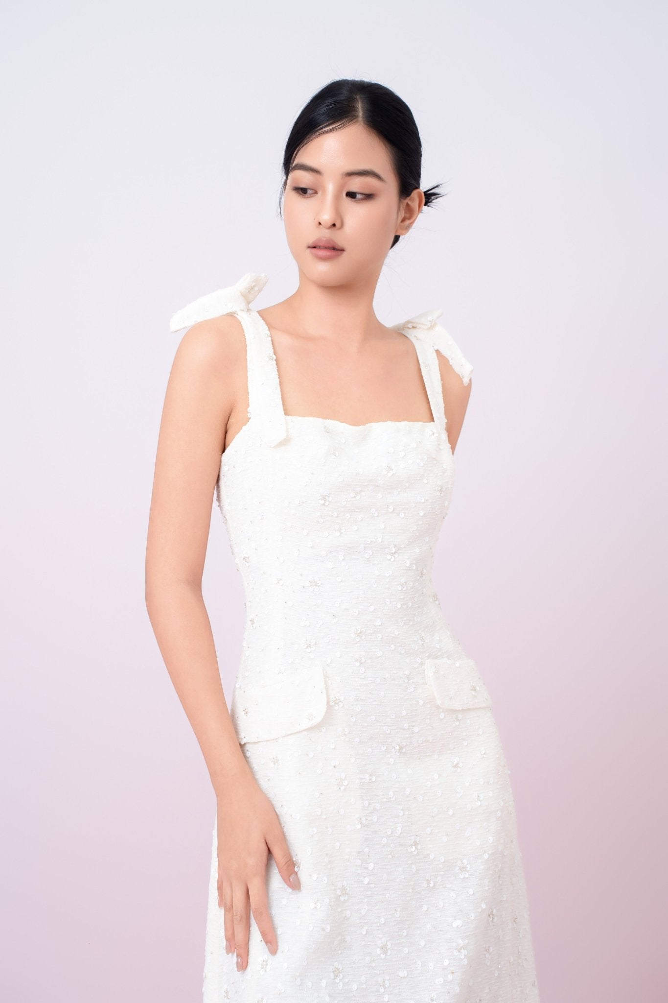 Graciana Cream Embellished Mini Dress - Nimisski