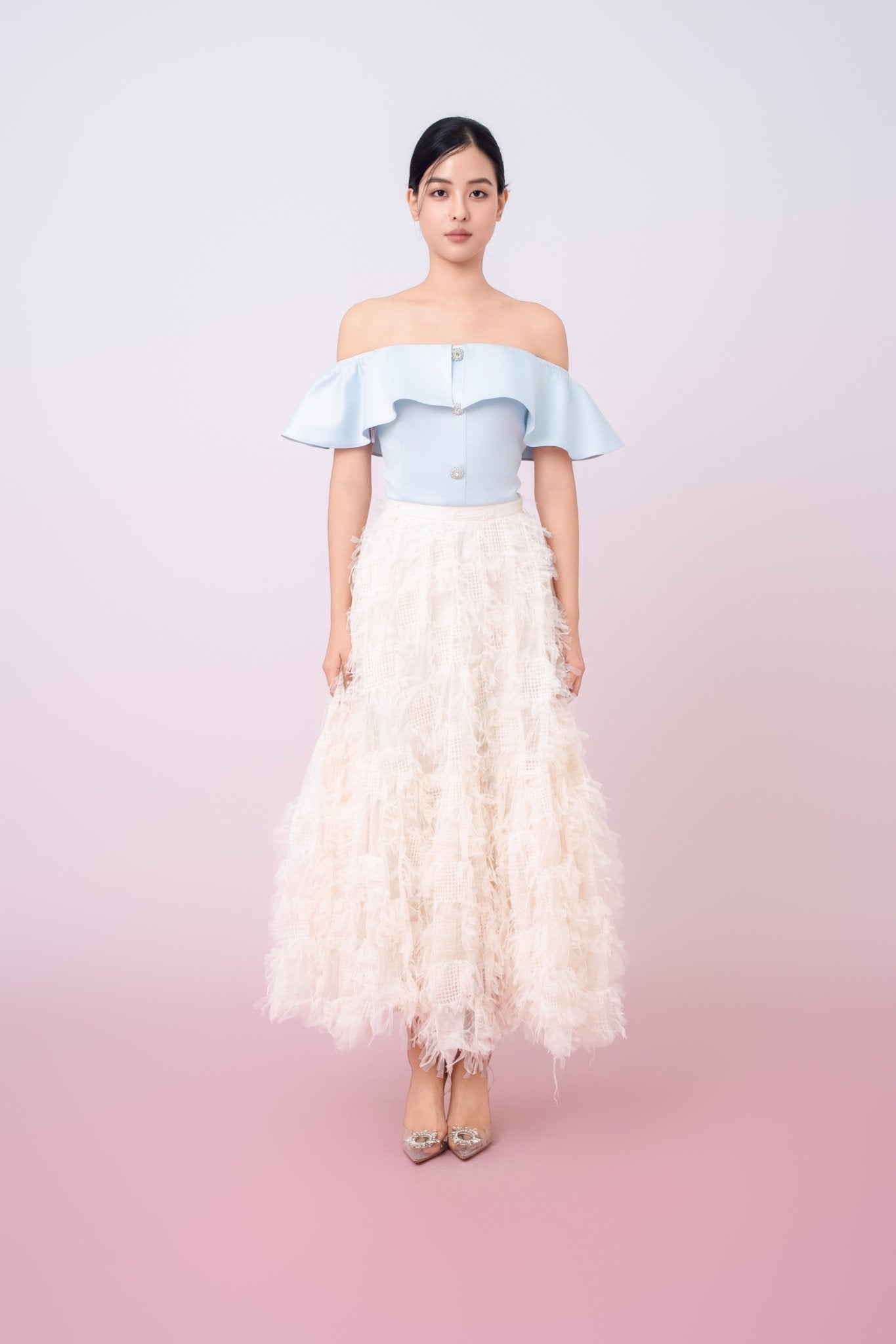 Jacquelina Blue Drop Shoulder Top - Nimisski