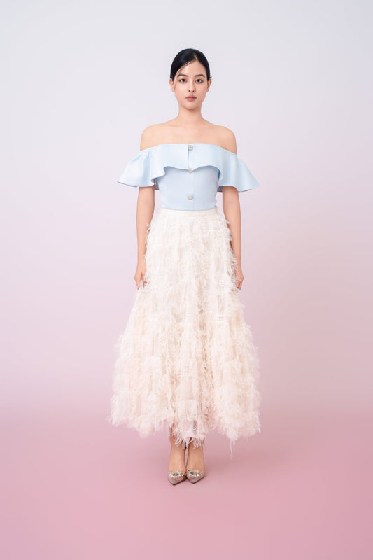 Jacquelina Blue Drop Shoulder Top - Nimisski