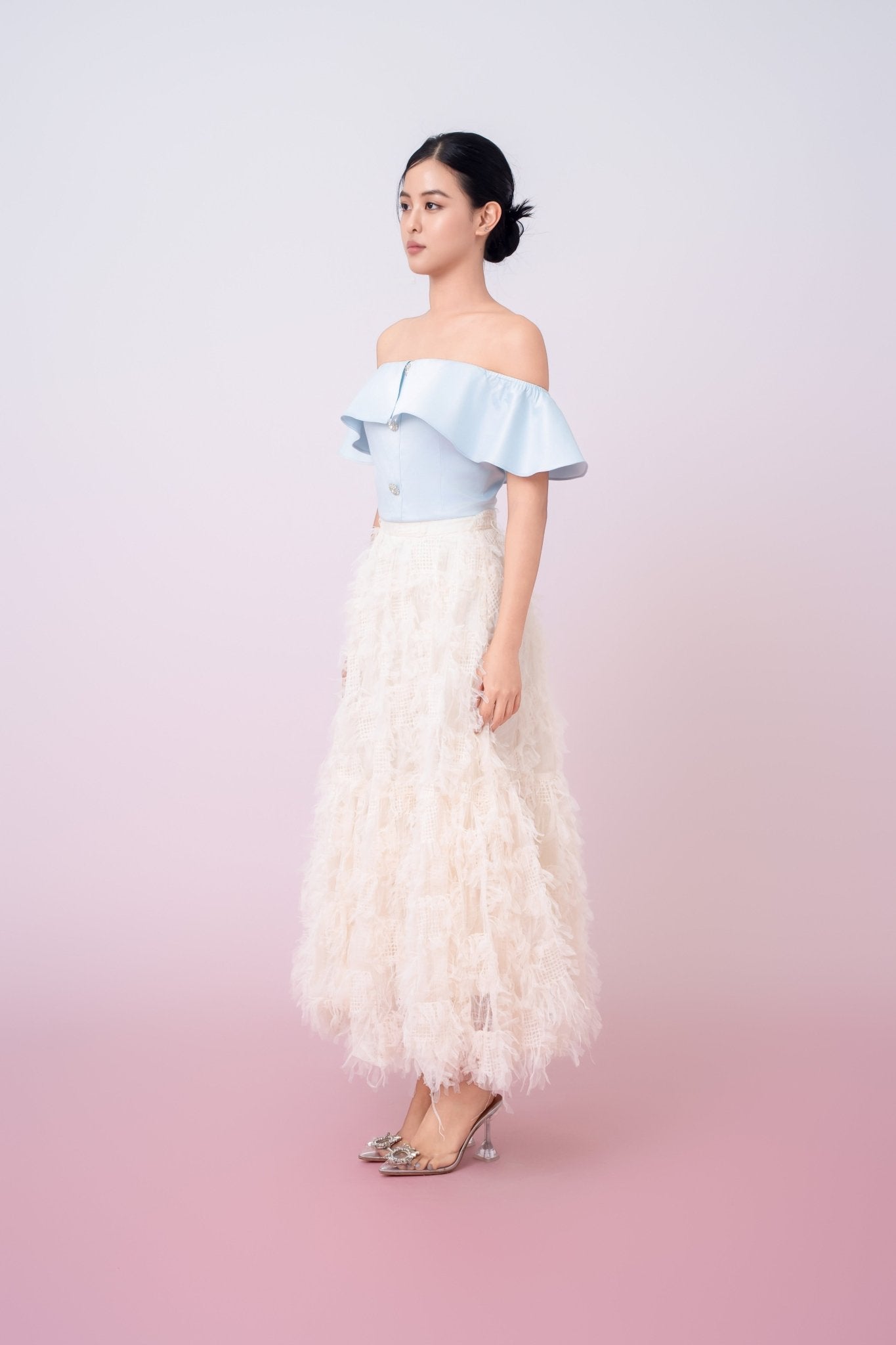 Jacquelina Blue Drop Shoulder Top - Nimisski