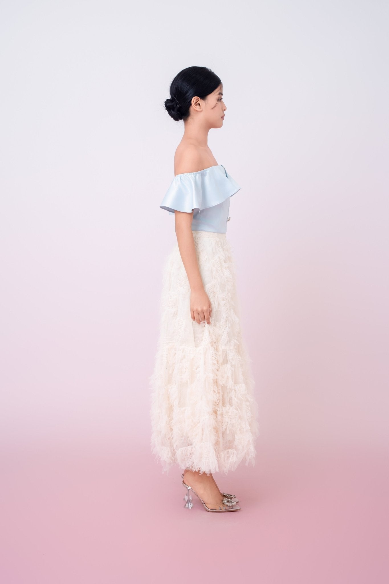 Gertie Cream Fringed Long Skirt - Nimisski