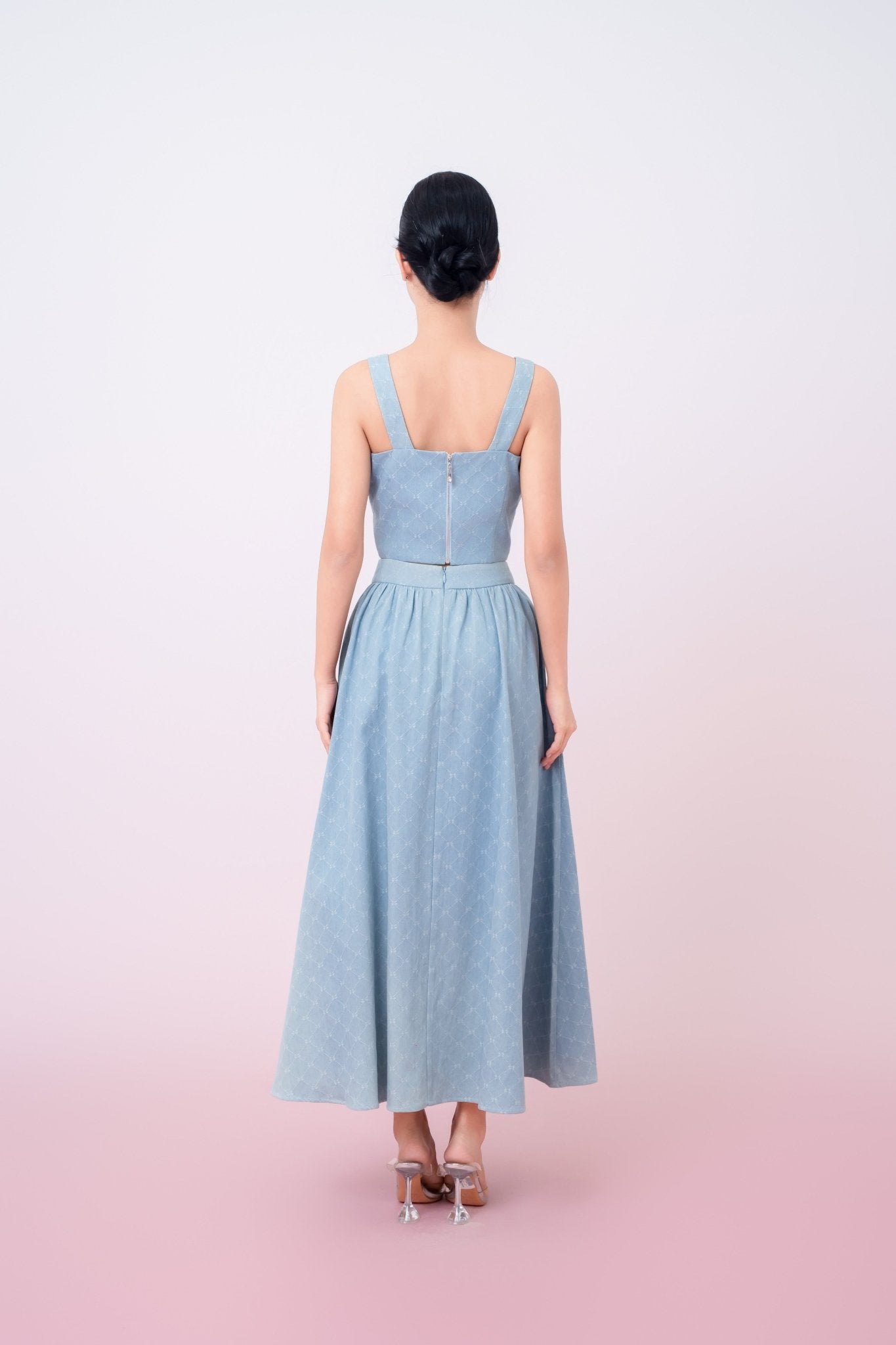 Joellen Blue Button - Front A - Line Skirt - Nimisski