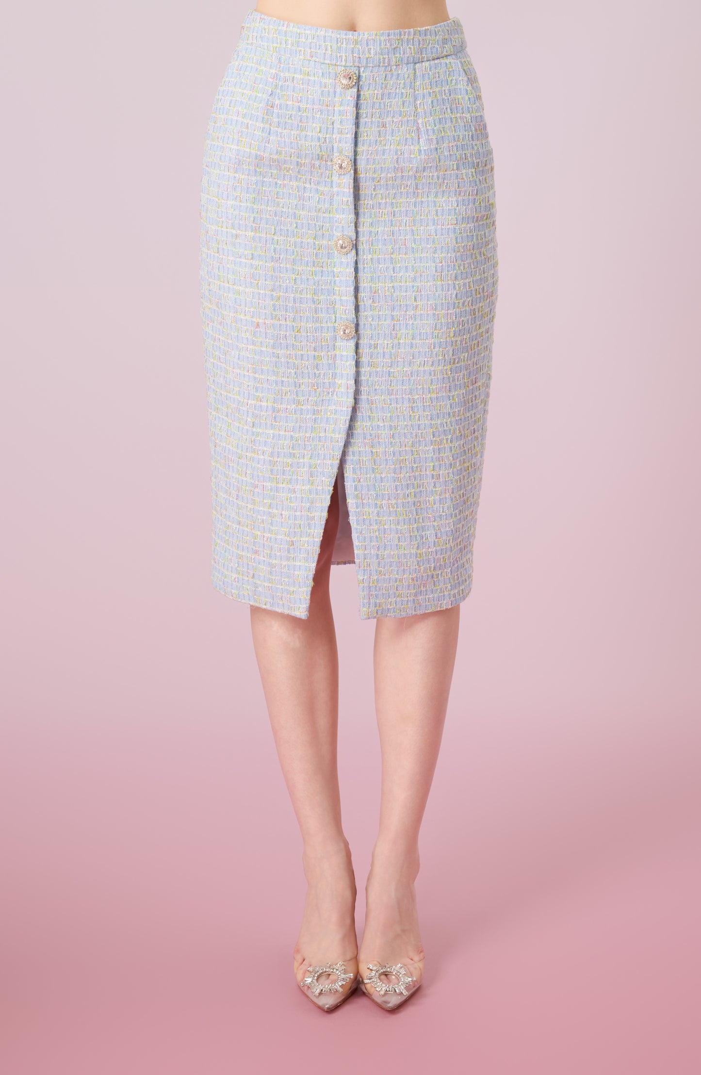 Jowelle Blue Tweed Pencil Skirt