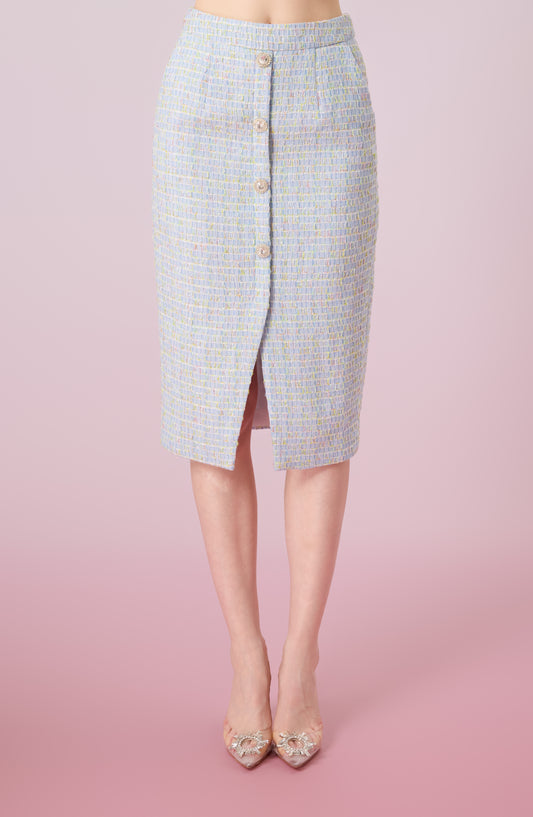 Jowelle Blue Tweed Pencil Skirt