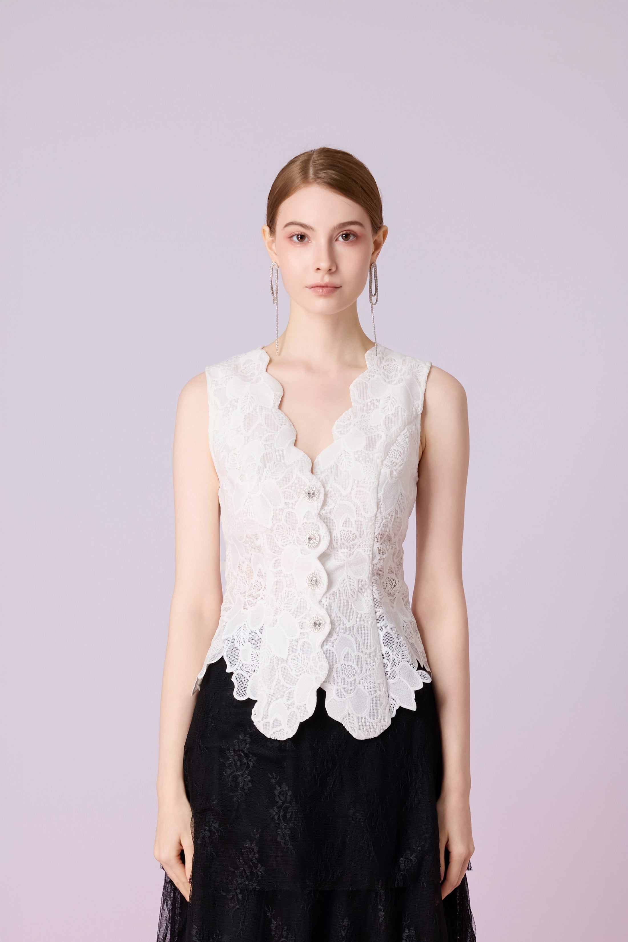 Jacquenetta White Lace Vest Top