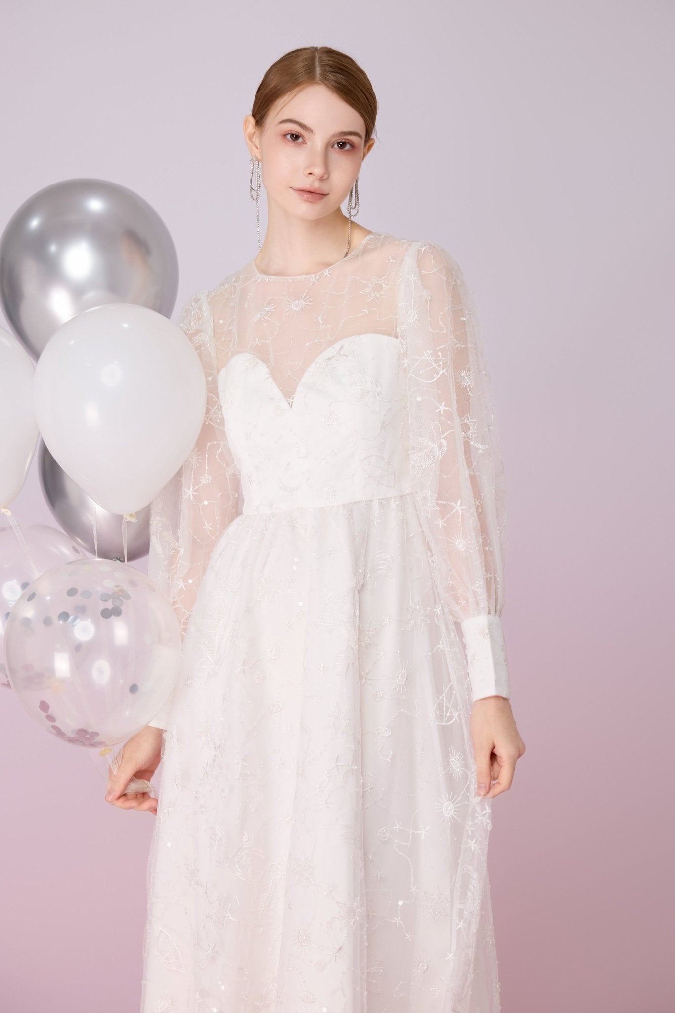 Gill White Unicorn Long Dress - Nimisski