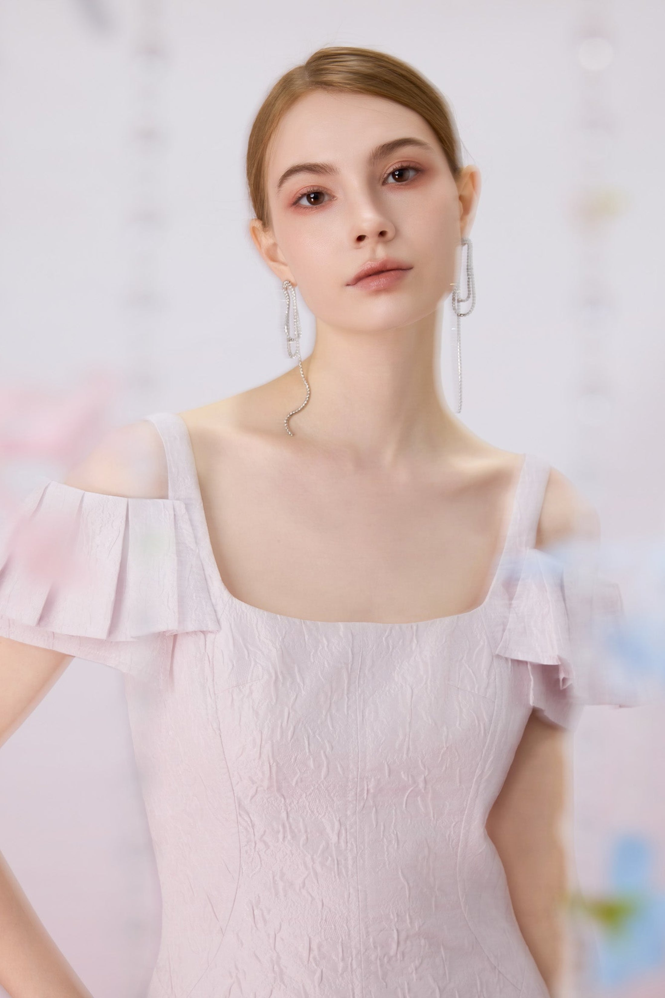 Glorie Pink Jacquard Long Dress