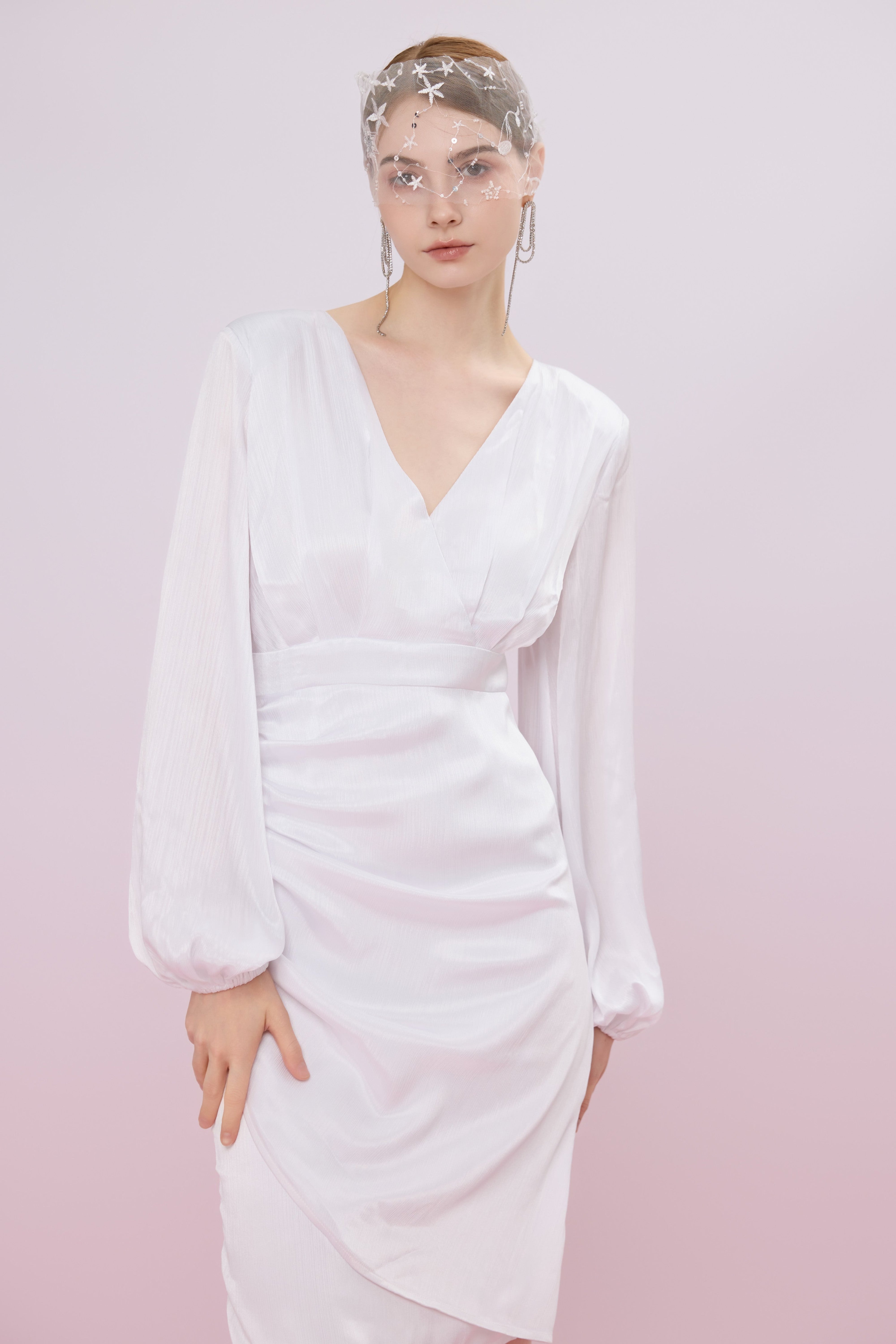 Gabriellia White Ruched Dress