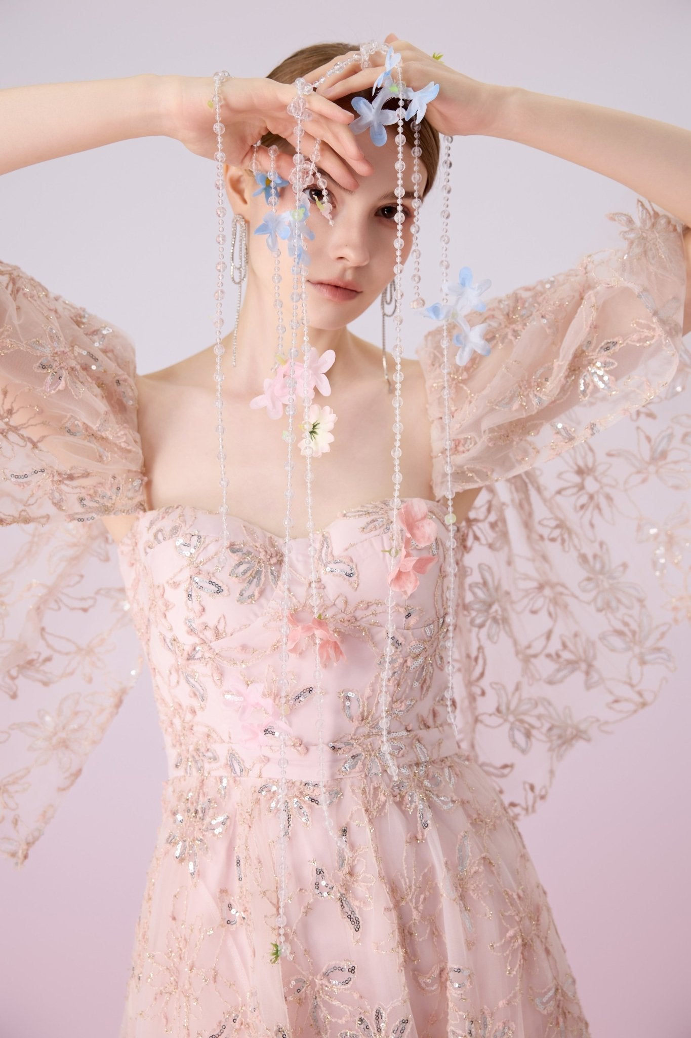 Galatee Pink Sequins Bustier Dress - Nimisski