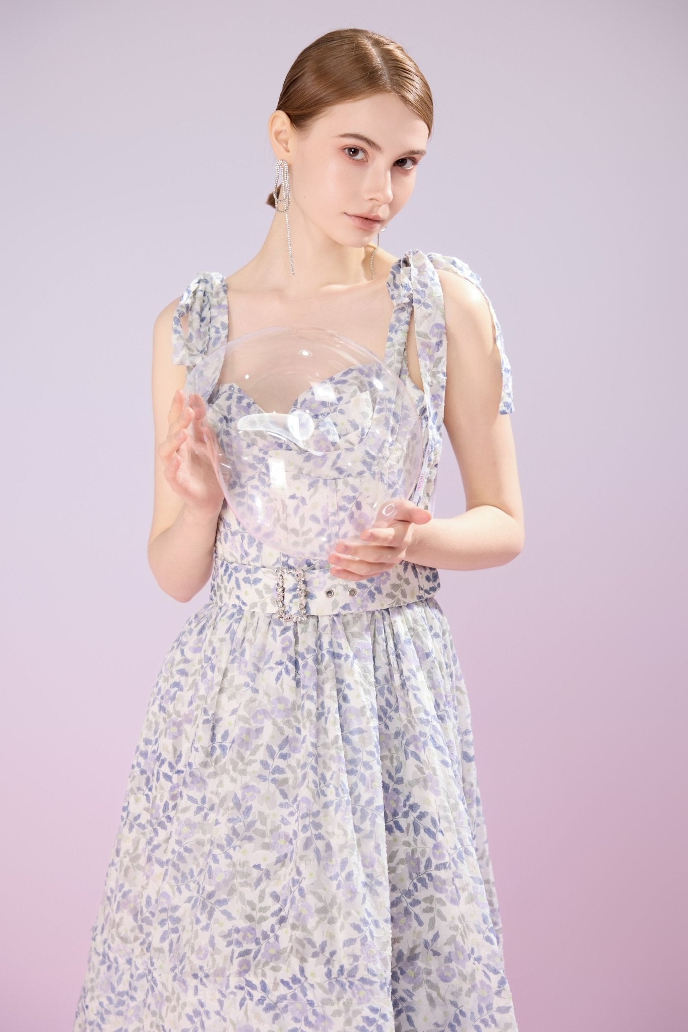 Gaylle Lilac Floral Midi Dress - Nimisski