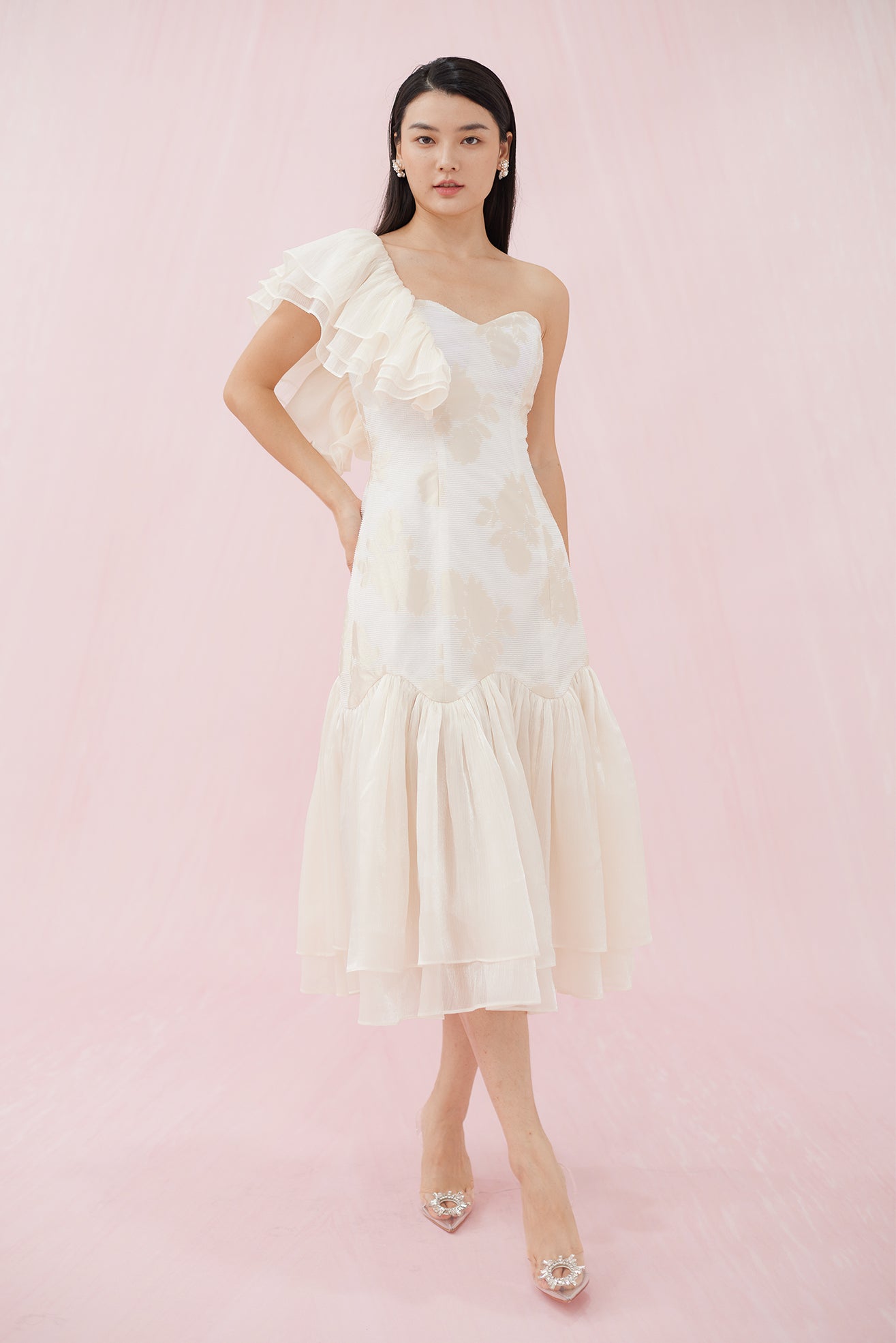 Esme White Jacquard Dress - Nimisski