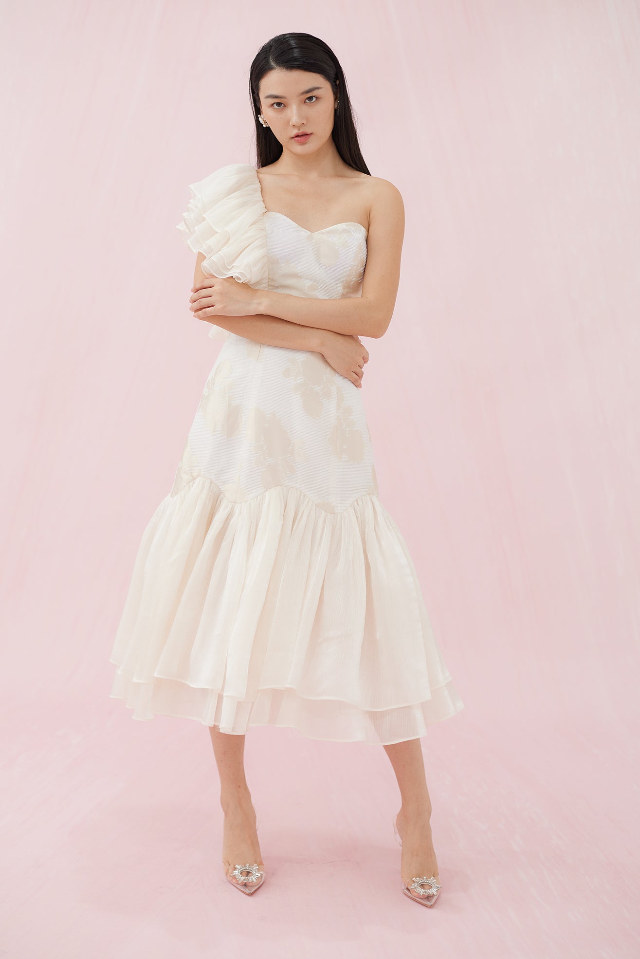 Esme White Jacquard Dress - Nimisski