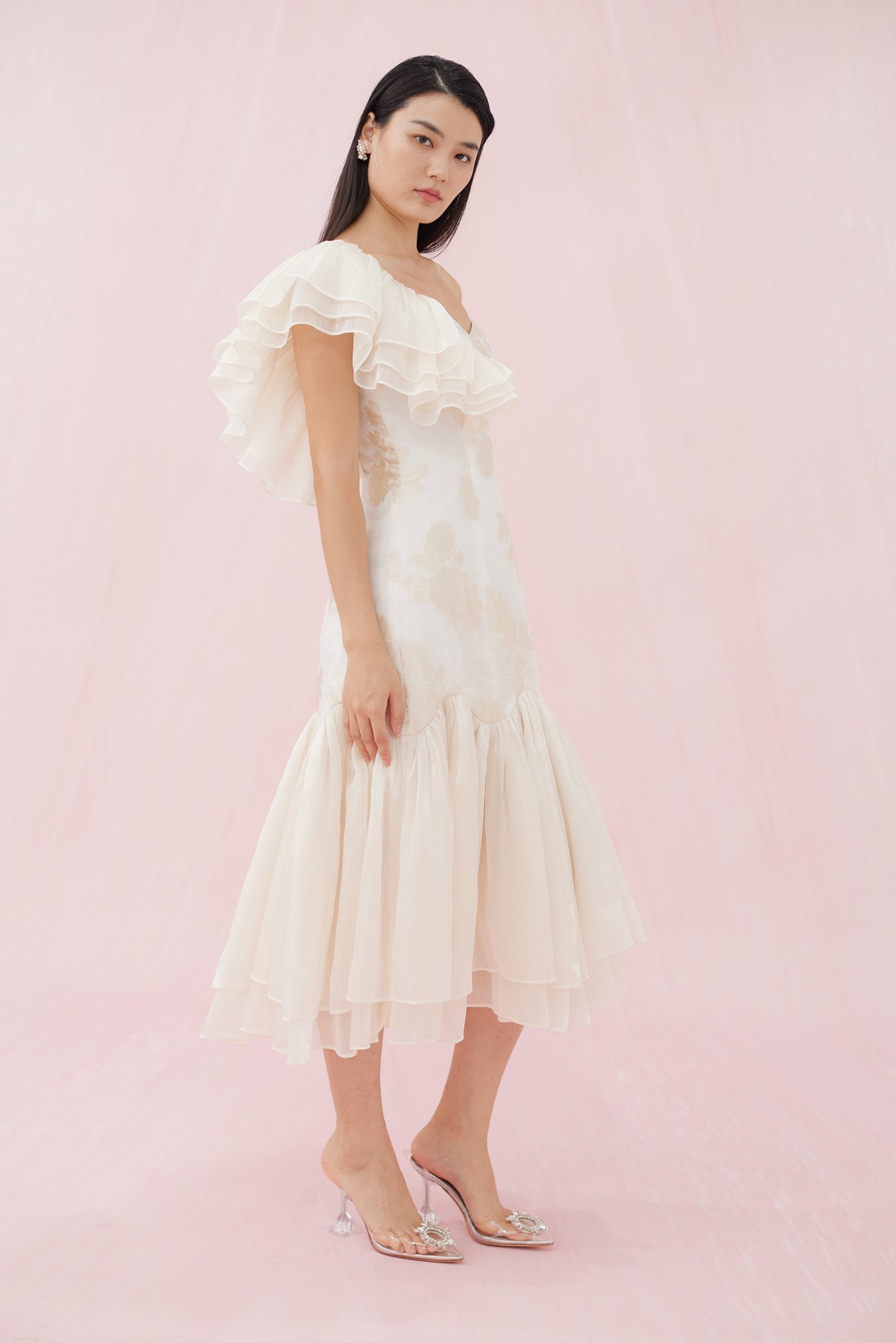 Esme White Jacquard Dress - Nimisski