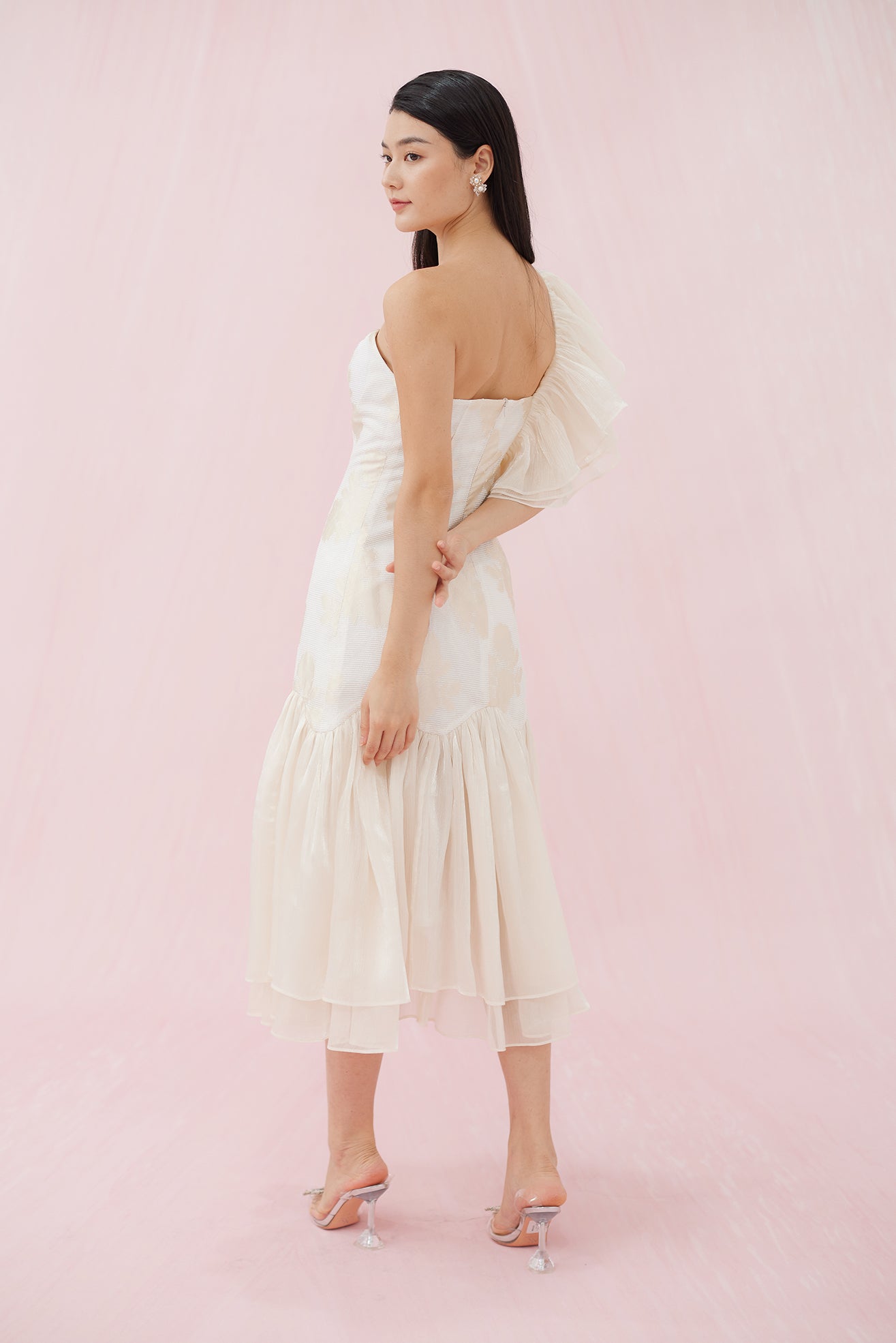Esme White Jacquard Dress - Nimisski