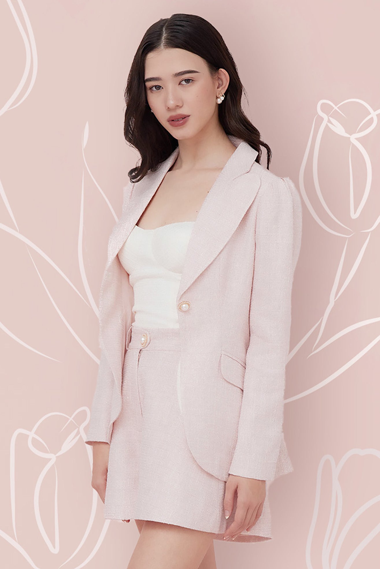 Floretta Pink Tweed Jacket - Nimisski